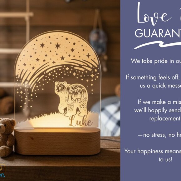 Bear Night Light – Personalized LED Name Lamp for Kids Bedroom - Picture 6 of 8